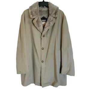 Vintage Mighty Mac Out O' Gloucester Coat Tan Faux Fur Lined Man's Size 44